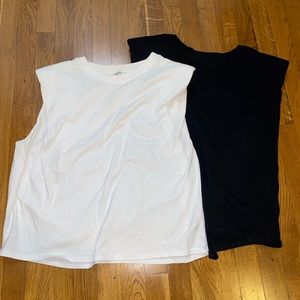 Aritzia Babaton ‘Shoulder Pad Tank’ Black & White (qty 2)